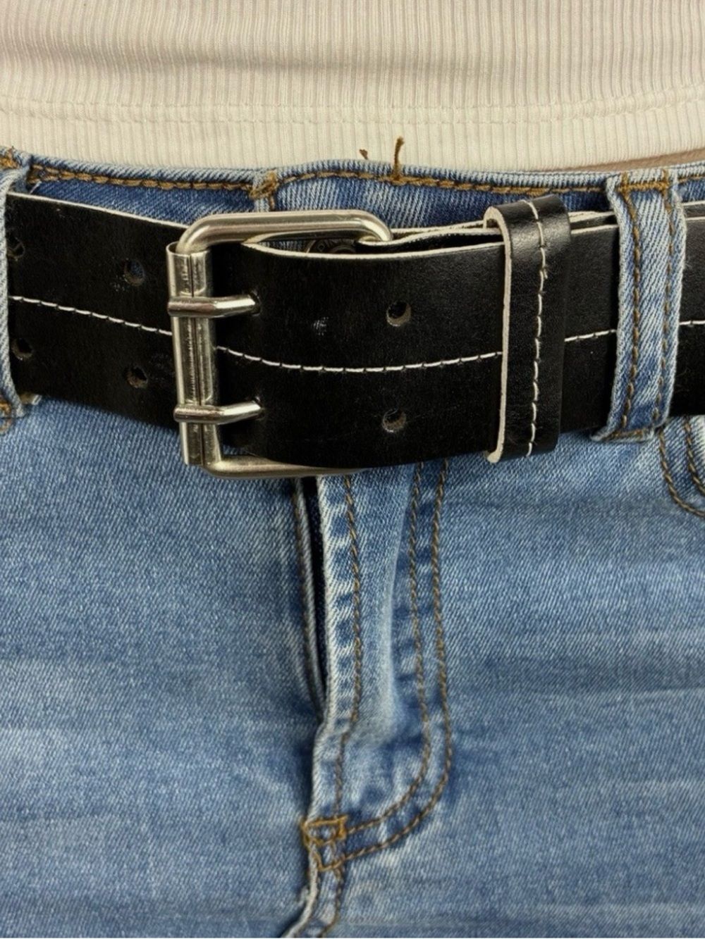 H&M Black Leather Dress Belt with Subtle Stitching made in Italy